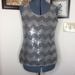 🌵Coldwater Creek Silver Sequin/Cotton Tank Top